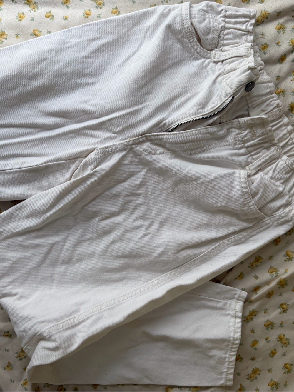 H&M White Casual Elastic-Waist Pants